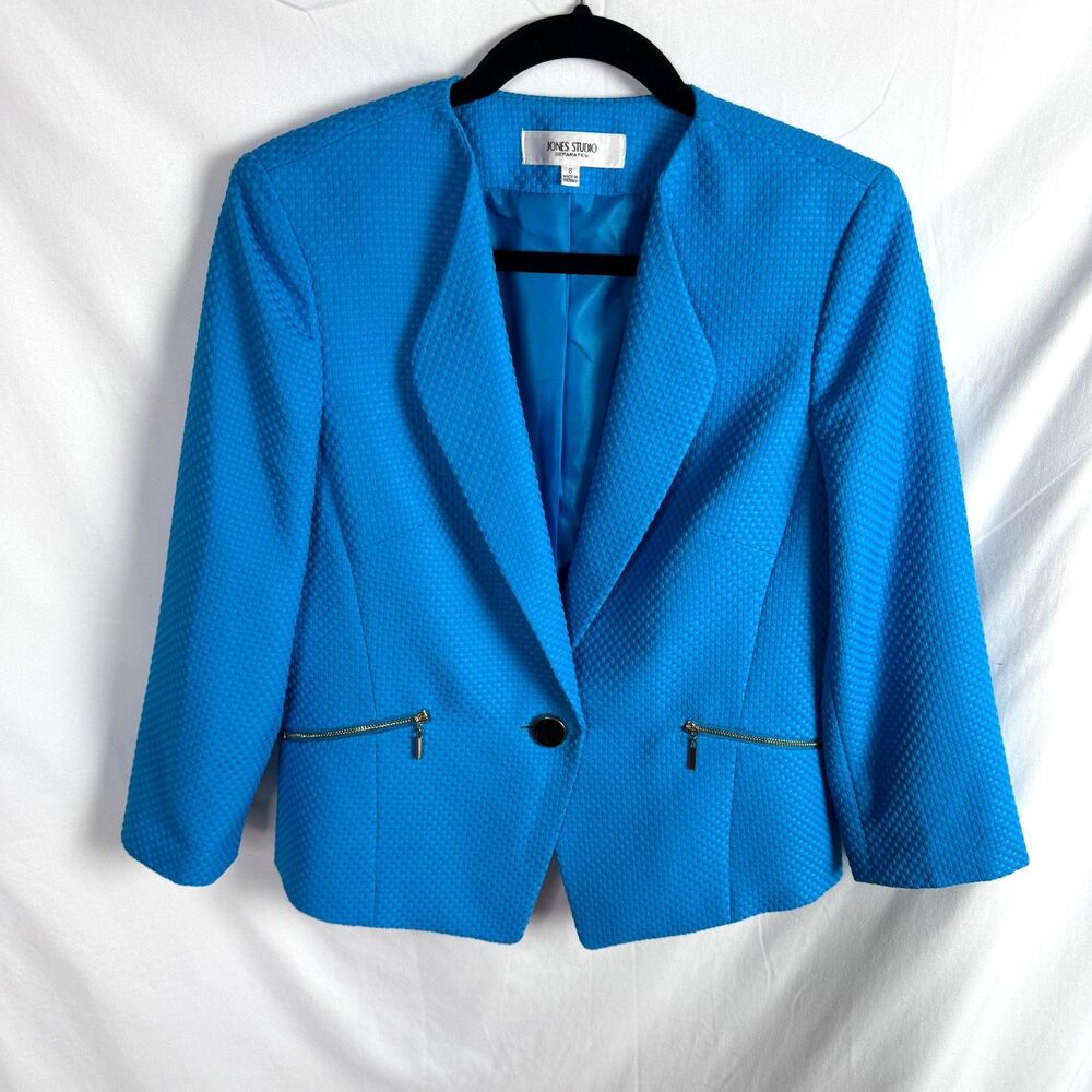 Jones Studio Separates Women's Blazer Jacket Size 8 Blue Long Sleeves